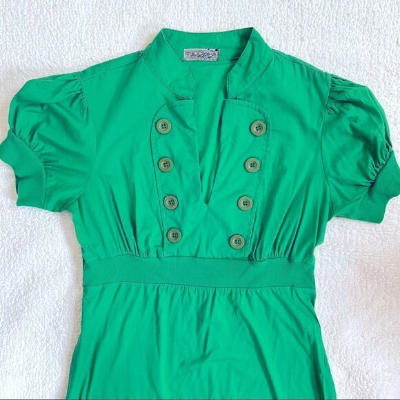 Fishbowl Kelly Green V-Neck Short Sleeve Mini Dress Women’s Size Large (L) - Picture 5 of 8